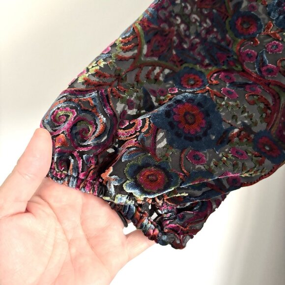 by Anthropologie Mona Burnout Velvet Mini Long Balloon Sleeve Dress Women’s XS - Picture 9 of 11